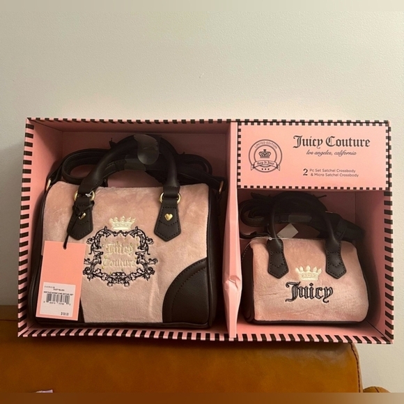 🔹️Juicy Couture🔹️ Heritage Mommy & Me Satchel Set - Dusty Blush - 2-Piece - Picture 1 of 4